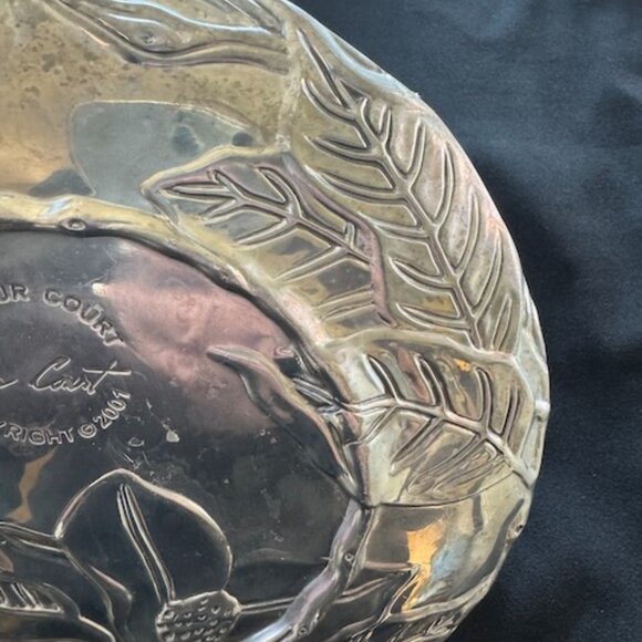 Arthur Court Vintage Aluminum Magnolia 8" Cheese Appetizer Serving Plate #06 - Picture 2 of 9